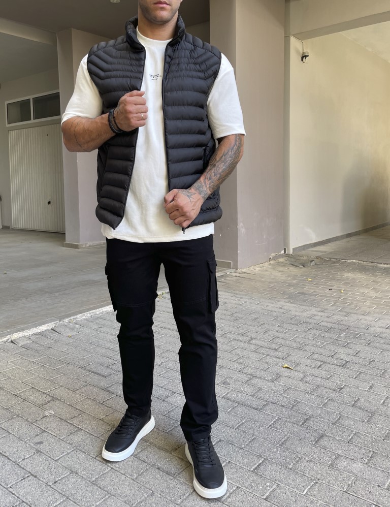 Ανδρικό μαύρο αμάνικο μπουφάν καπιτονέ 3417 φωτογραφία